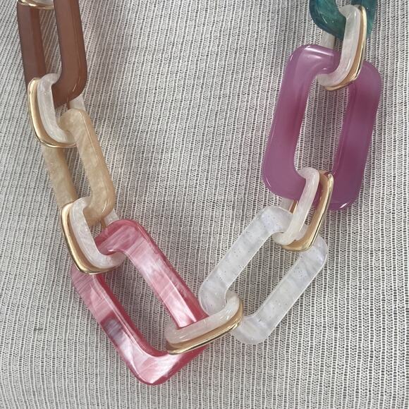 NWT Rush by Denis Charles chunky acrylic multi colored chain necklace - Picture 2 of 6